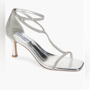 Steve Madden Metallic Silver Strappy Heels